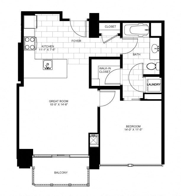 One Bedroom 06 Floorplan Image